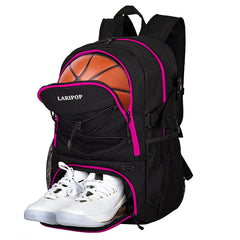 LARIPOP backpack front view showing organized pockets and quick access benefit