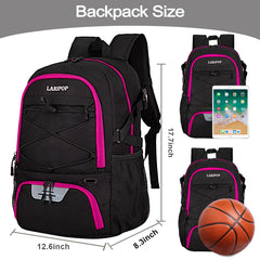 LARIPOP ball compartment open with basketball for fast retrieval during drills