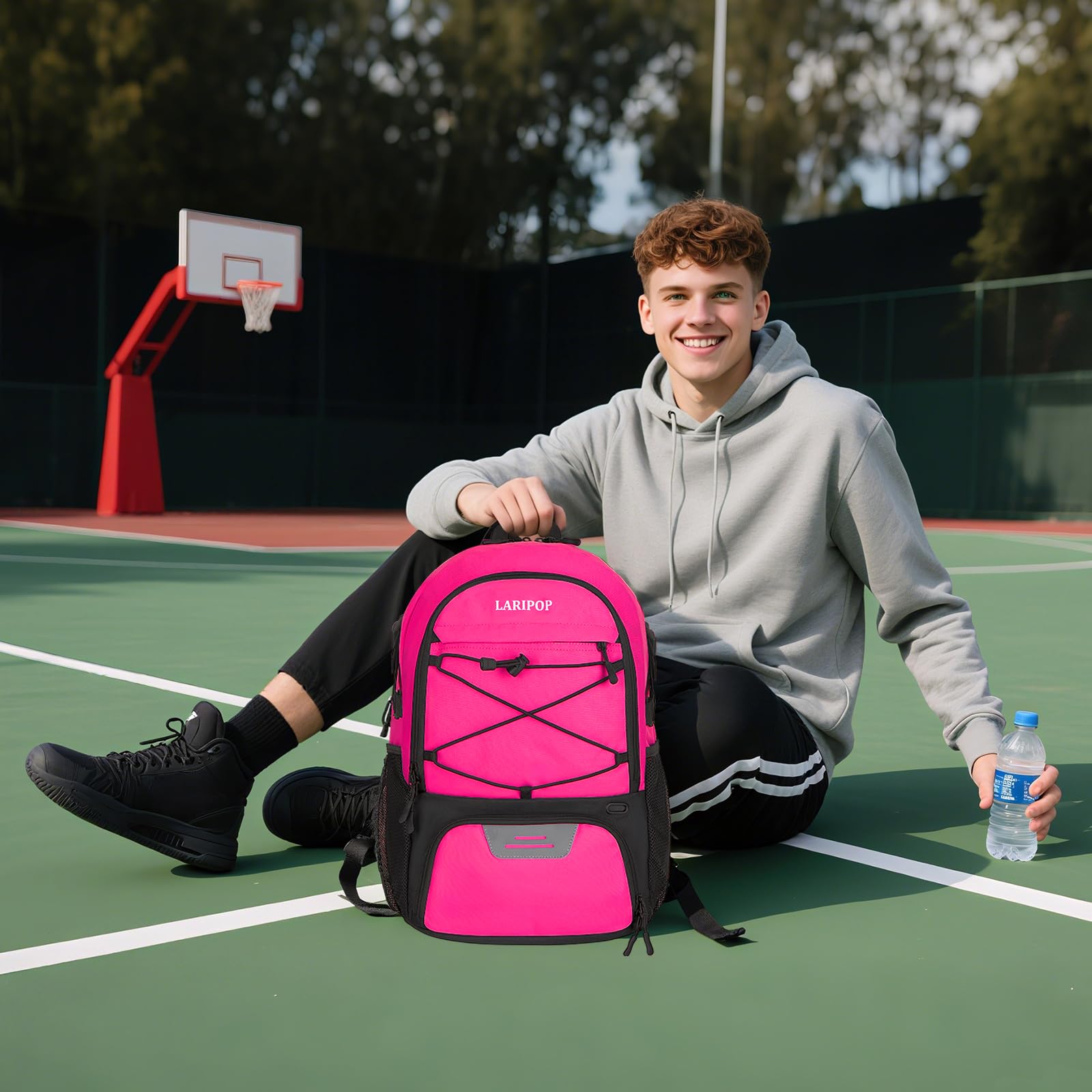 LARIPOP backpack worn by athlete during commute demonstrating practical use