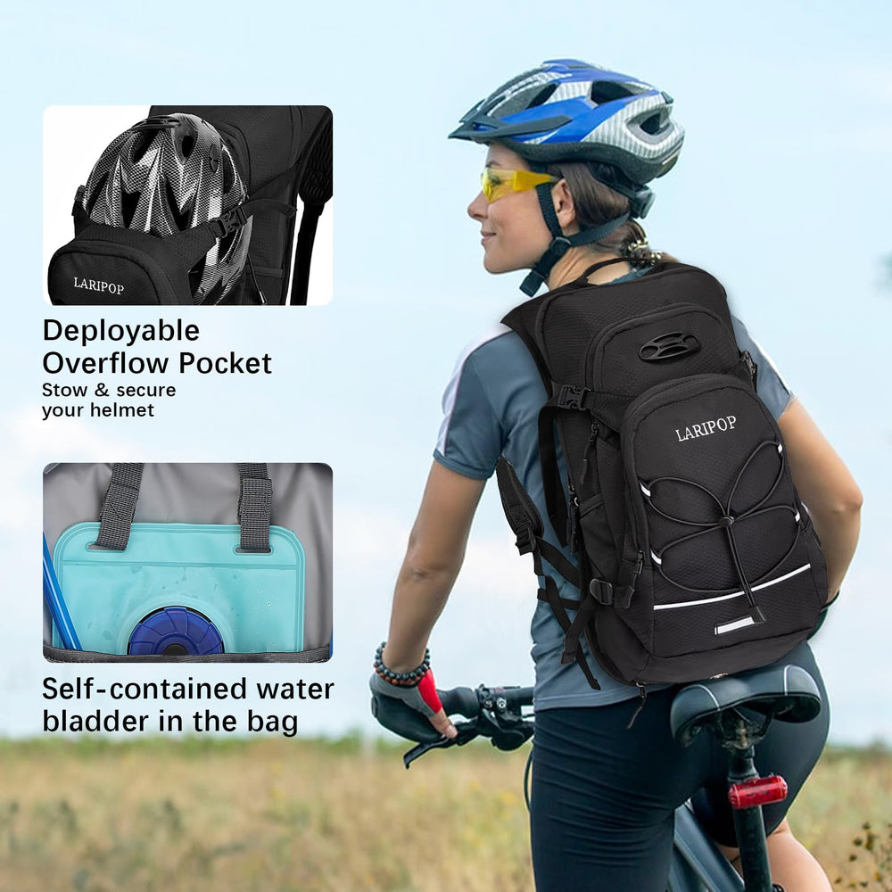 LARIPOP on trail in use demonstrating lightweight fit and hands-free hydration