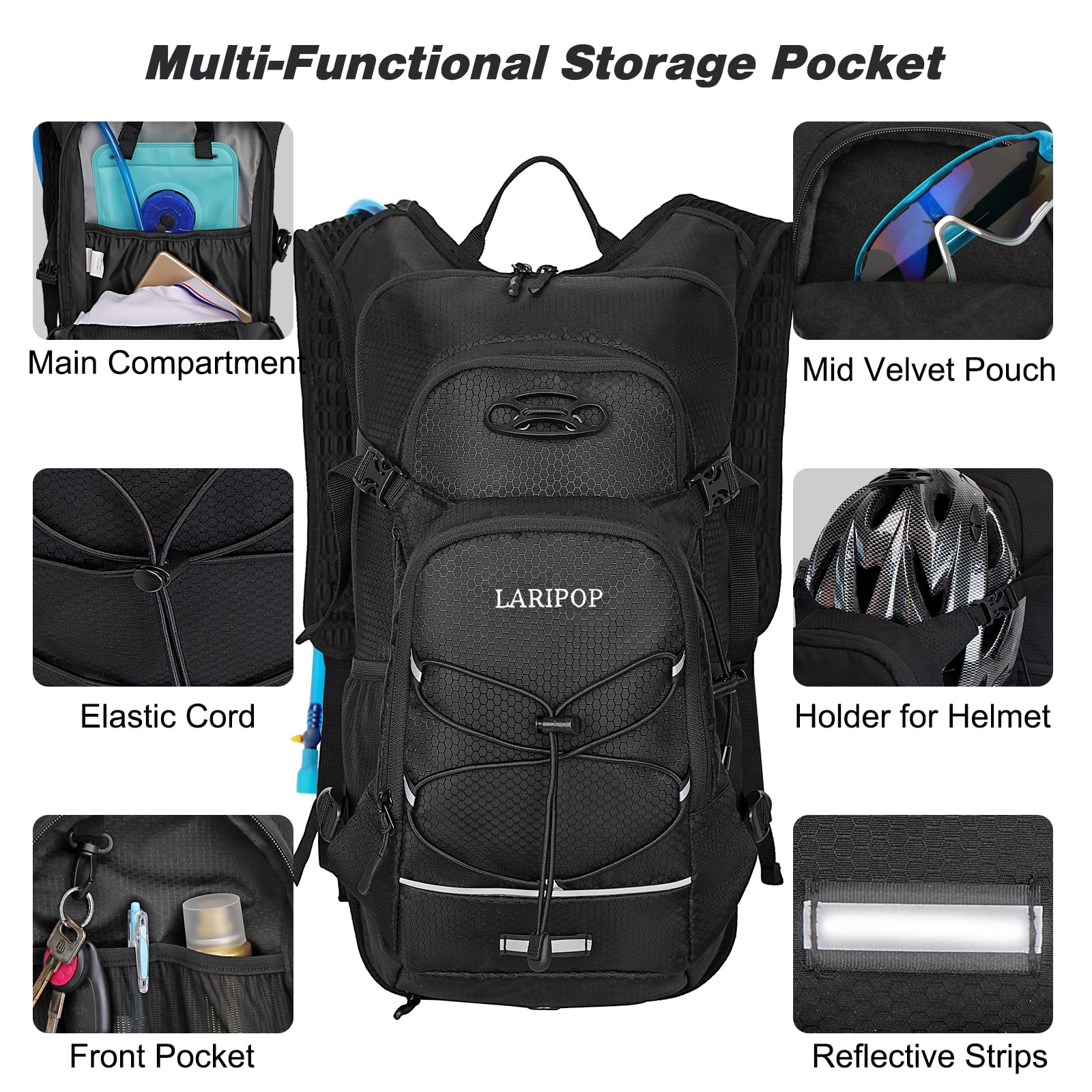 LARIPOP padded shoulder strap with fixed tube clip for no-bounce comfort