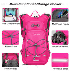 LARIPOP elastic side pocket holding bottle and poles for quick-access storage