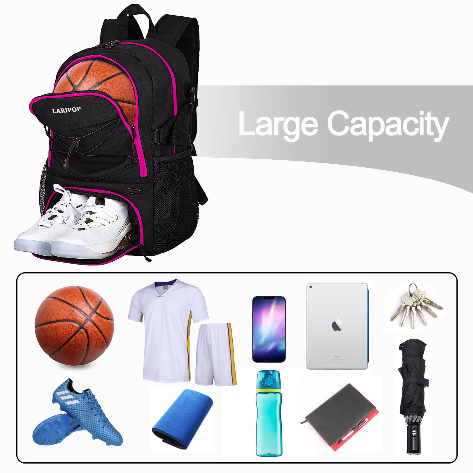LARIPOP ventilated shoe pocket with sneakers demonstrating odor isolation