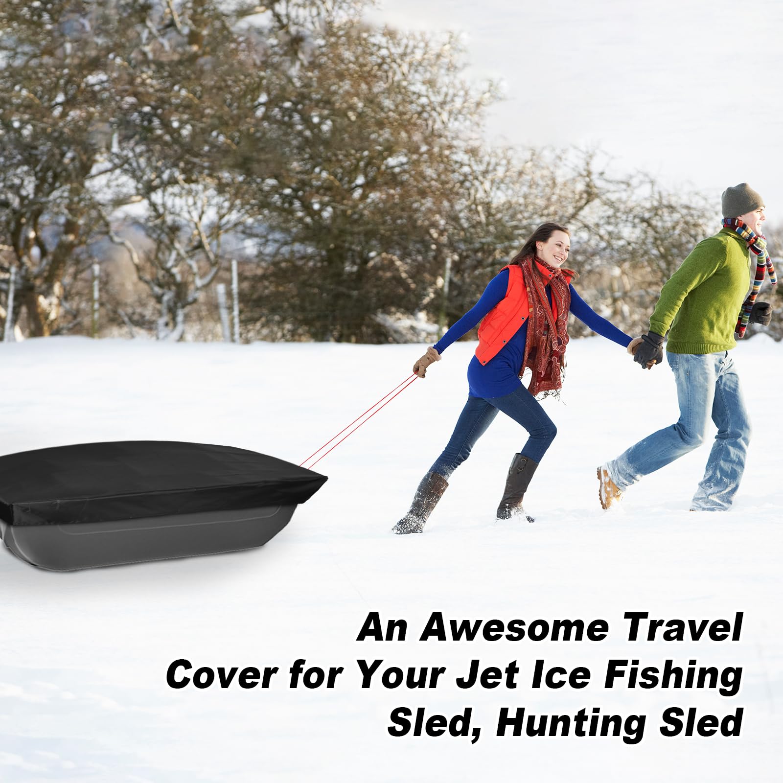 lasuroa covered sled in snowfield protecting gear from moisture