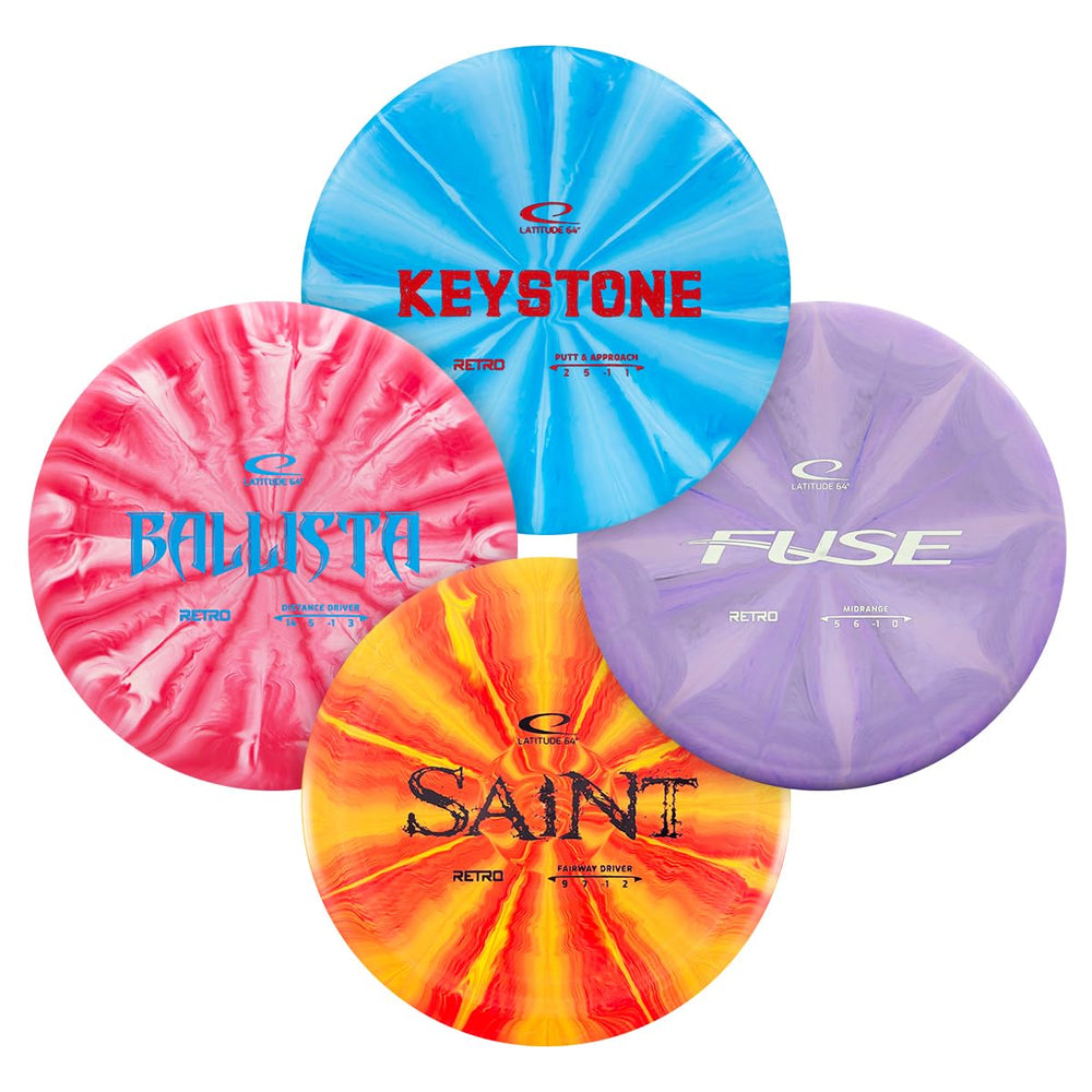 D·D DYNAMIC DISCS front packaging showing four Retro Burst discs and starter kit benefit