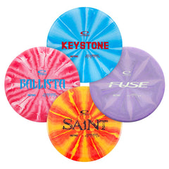 D·D DYNAMIC DISCS front packaging showing four Retro Burst discs and starter kit benefit