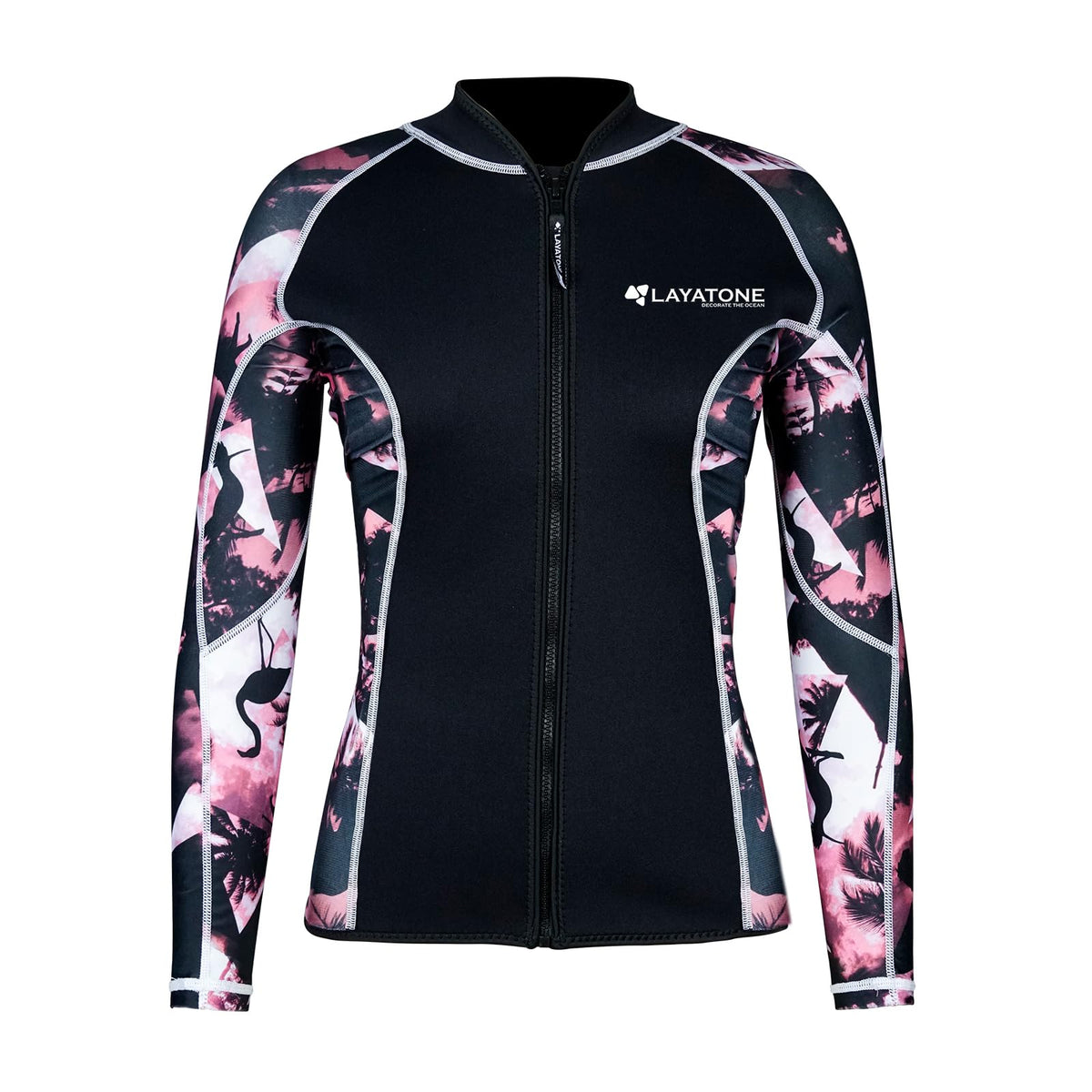 LayaTone front view wetsuit top showing fit and streamlined profile benefit mobility