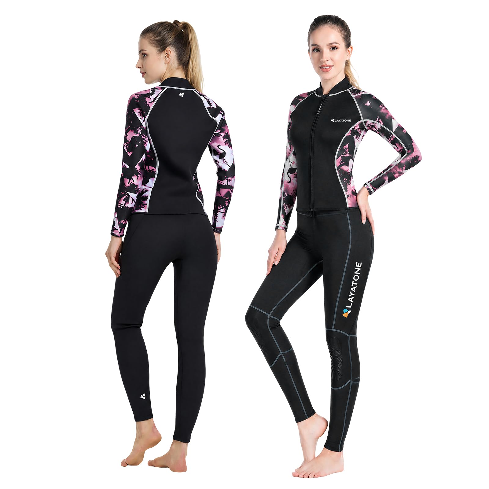 LayaTone wetsuit top on hanger for size comparison showing compact packability benefit
