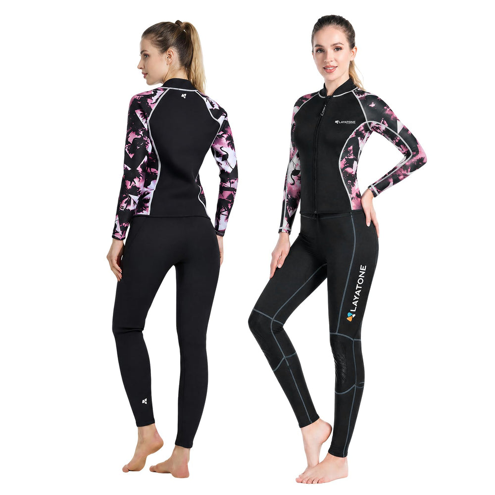 LayaTone wetsuit top on hanger for size comparison showing compact packability benefit