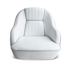 Leader Accessories close-up of marine-grade vinyl upholstery and gray piping demonstrating UV-resistant finish