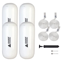 Leader Accessories front view of four white fenders showing complete kit and convenience