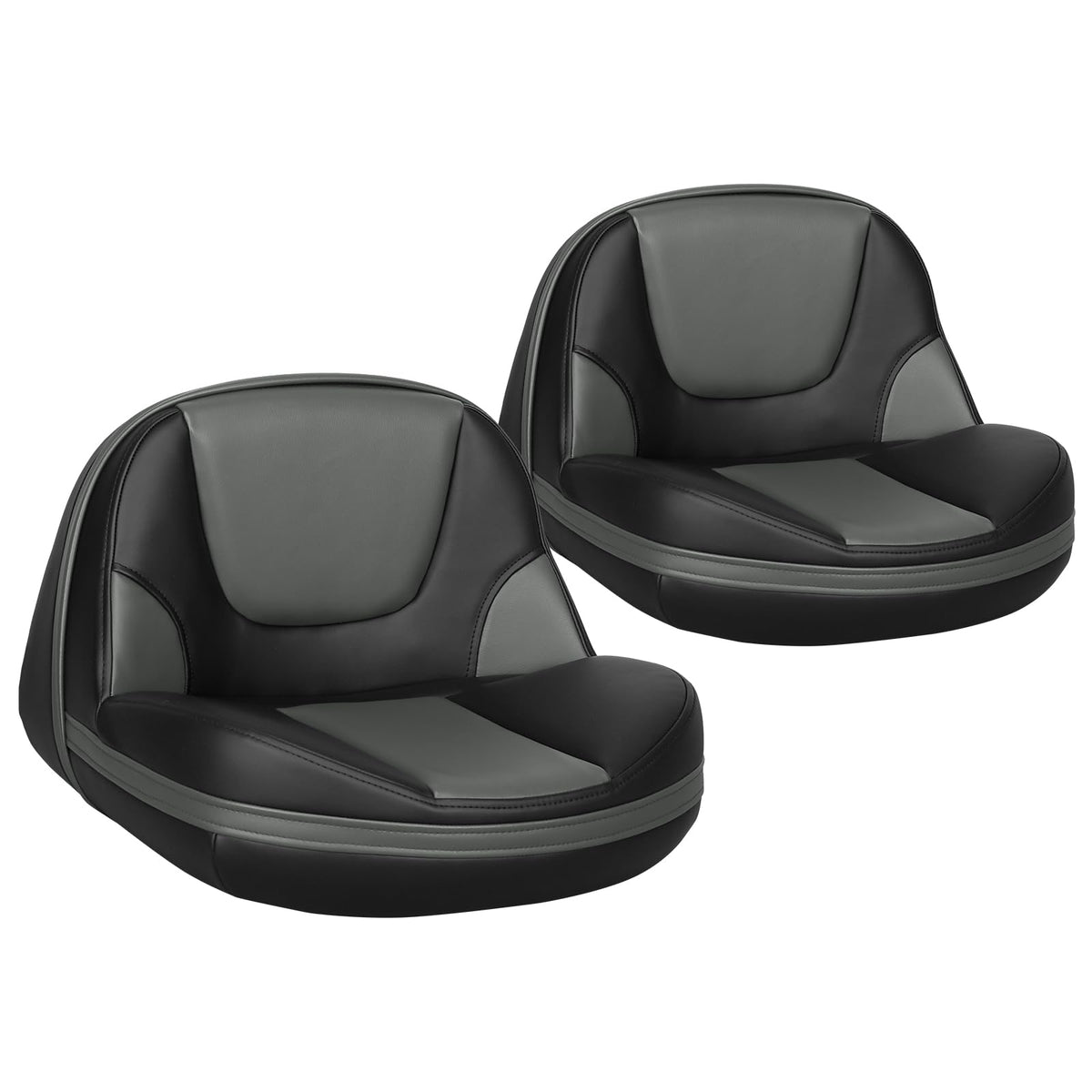 Leader Accessories front view of two black/charcoal boat seats showing compact pair benefit