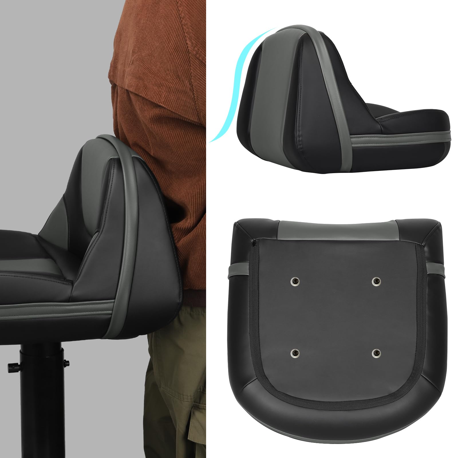 Leader Accessories seat mounted on a pedestal in boat delivering quick installation advantage