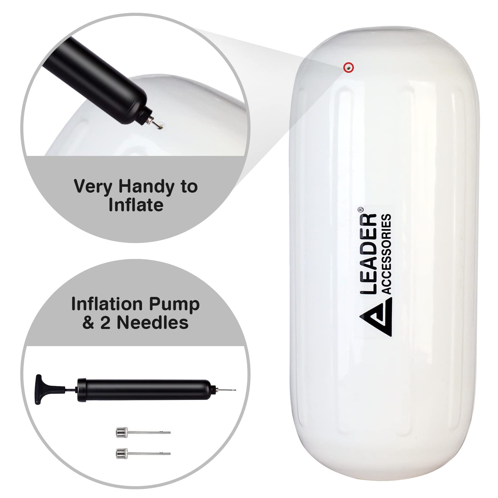 Leader Accessories valve detail highlighting airtight design for long-lasting inflation