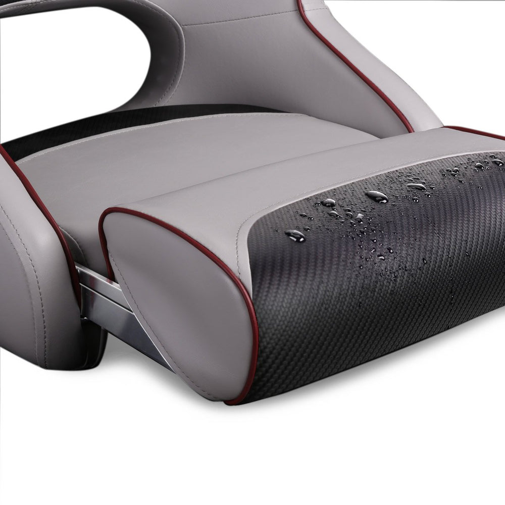 Leader Accessories flip-up seat in stowed position saving cabin space on board