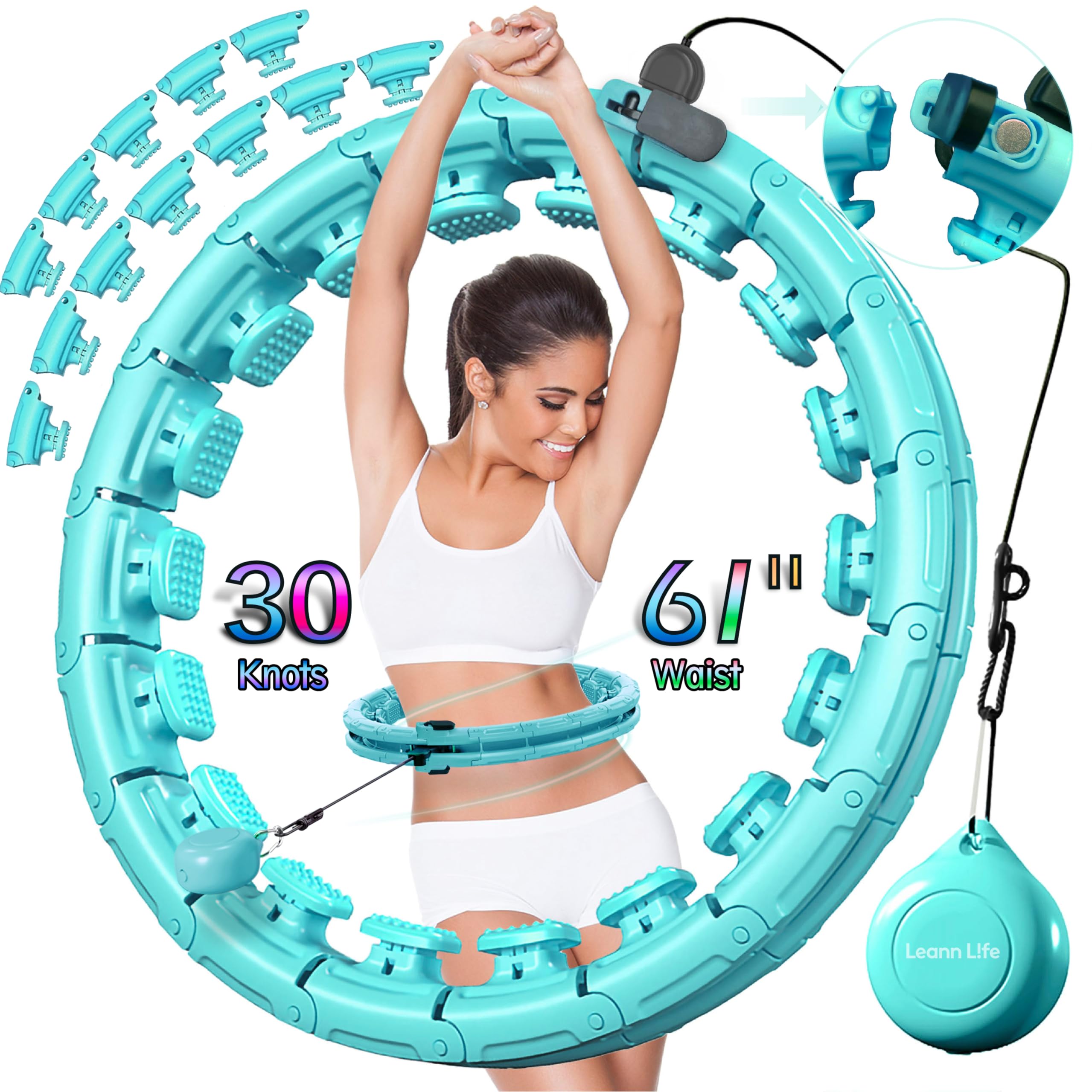 Leann L!fe front view of light green hoop showing adjustable size and color options
