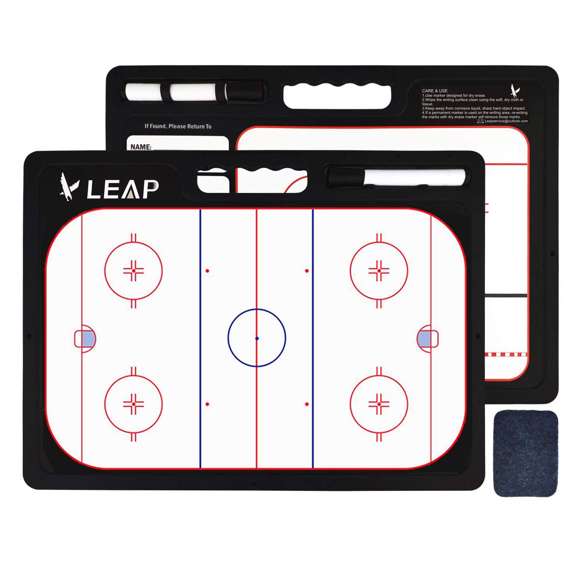 LEAP coach board front view showing full-ice diagram and coaching clarity