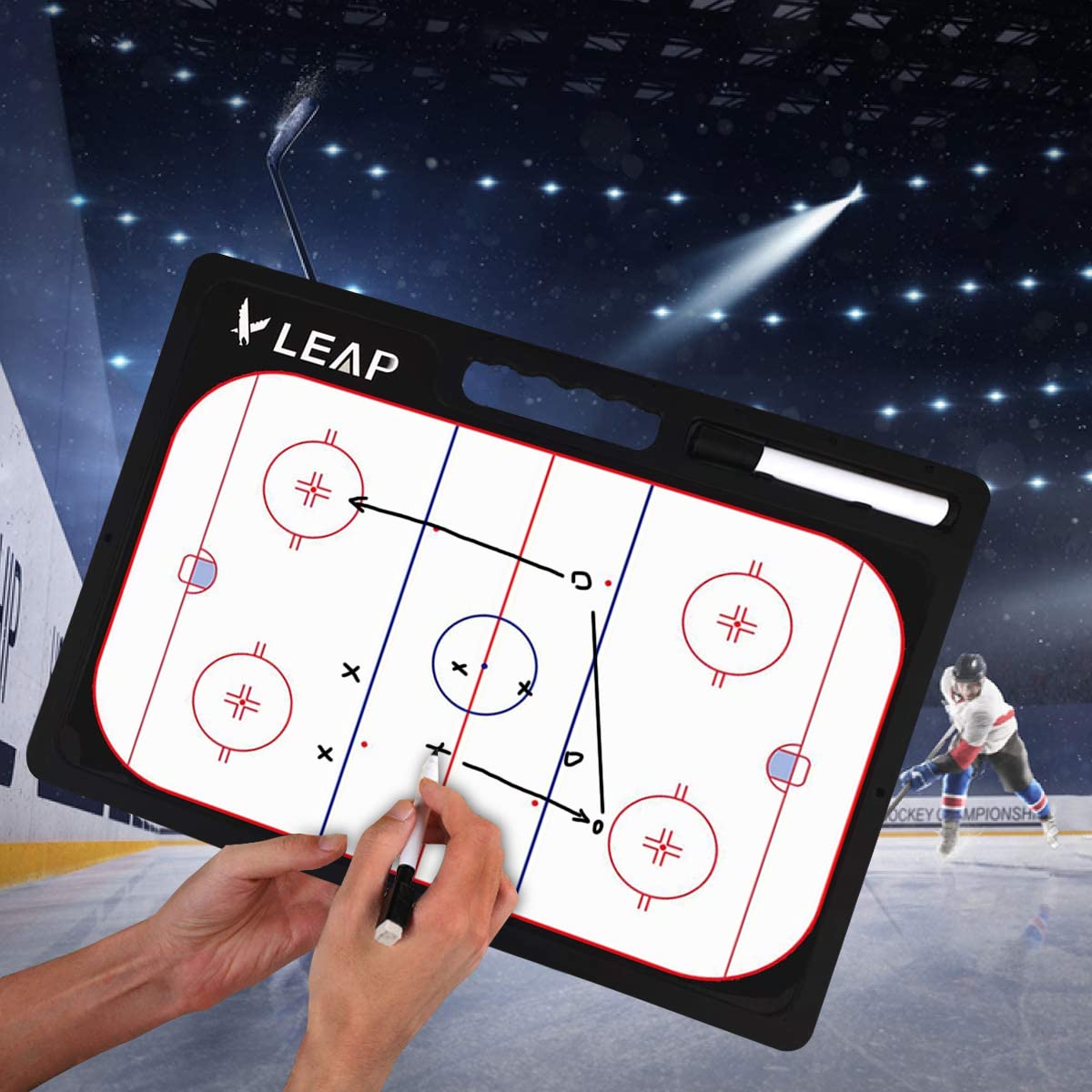 LEAP coach board size comparison with hand showing portable coaching scale