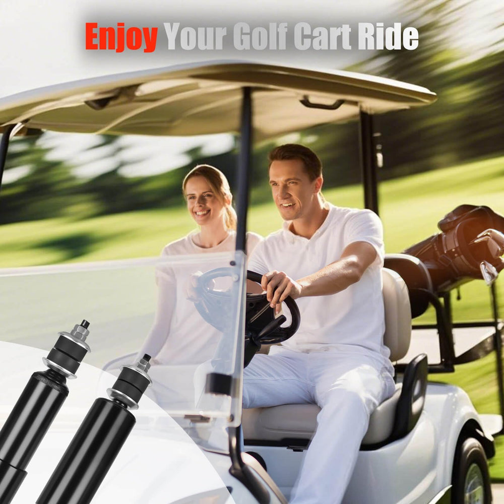 LEAPGOMAX shocks on a golf cart driving on course showing smoother ride and control