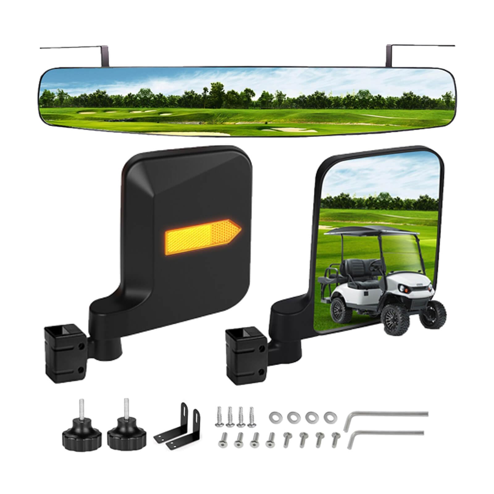 LEAPGOMAX front-facing mirror kit mounted, showing full setup and improved visibility