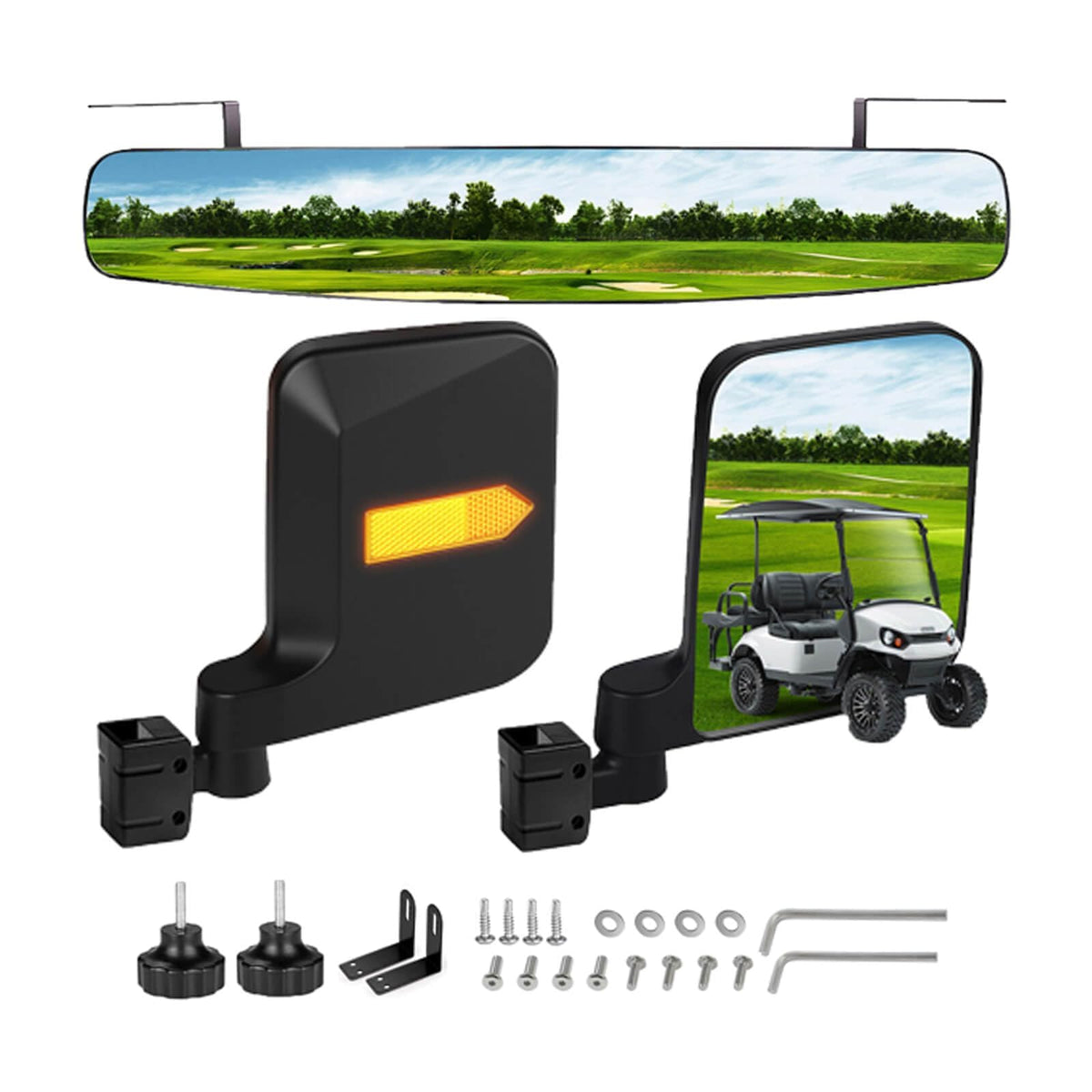 LEAPGOMAX front-facing mirror kit mounted, showing full setup and improved visibility