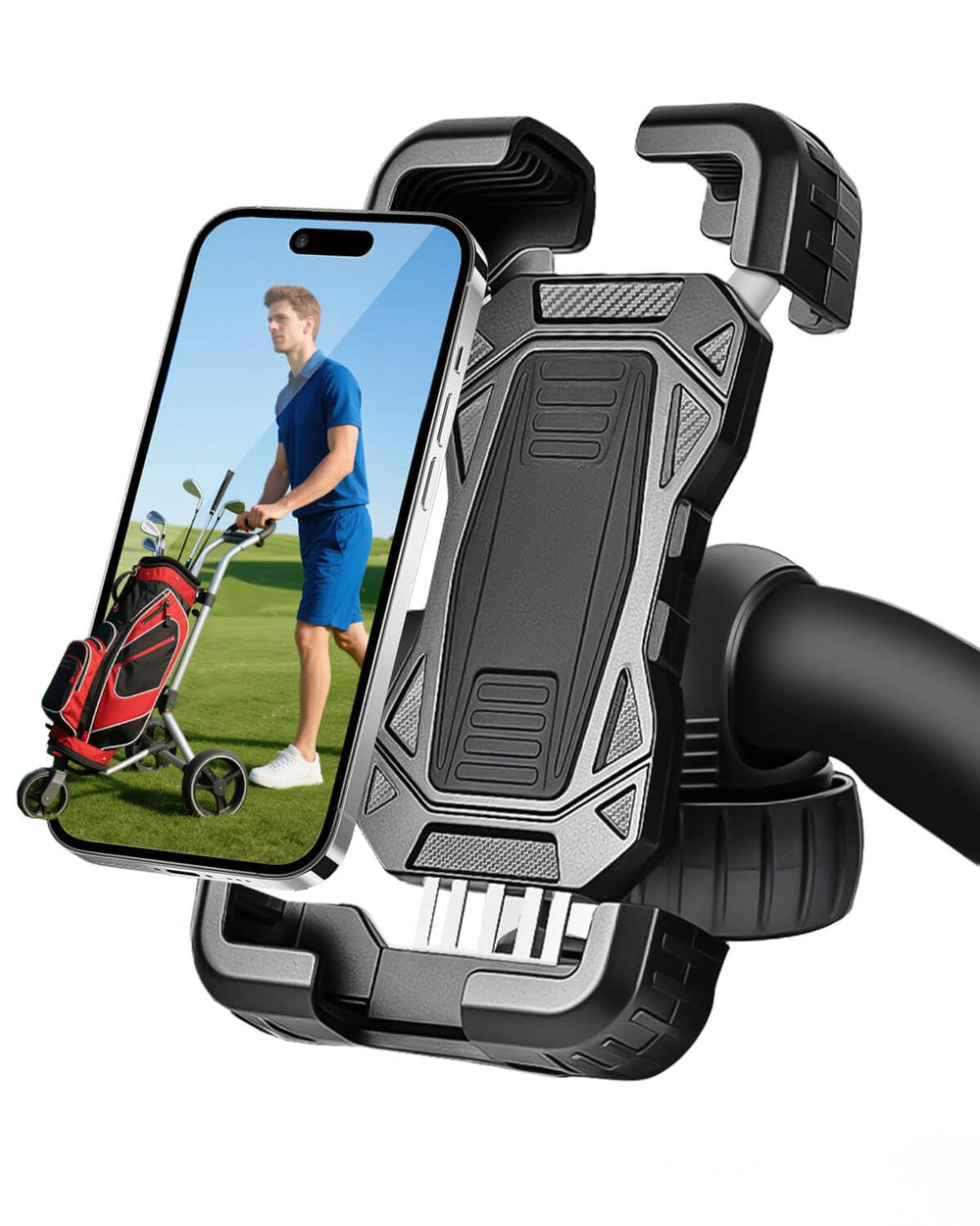 LEAPGOMAX front view of mount showing clamp and cradle for quick installation