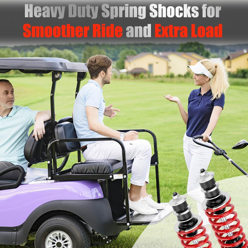 LEAPGOMAX golf cart on course illustrating durability and ride comfort benefit