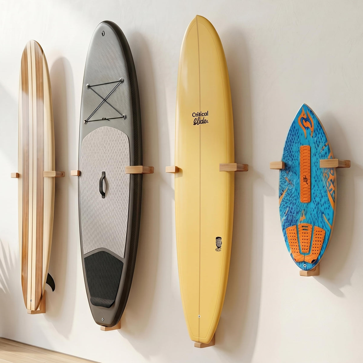 LEAPOAK front view showing mounted surfboard and tidy storage benefit