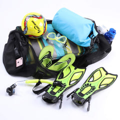 Leberna duffle packed with scuba gear showing organized storage for heavy items