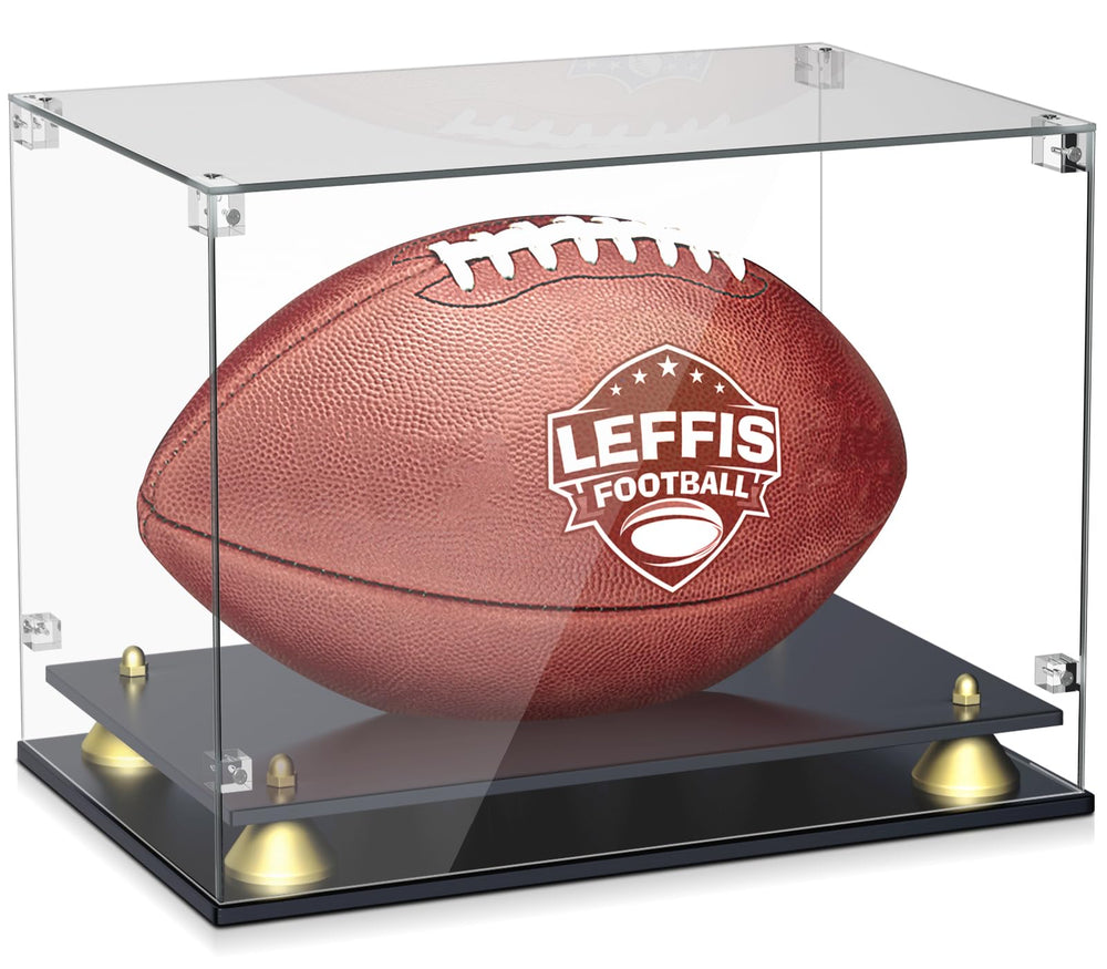 Leffis front view acrylic case showing clarity and secure display benefit