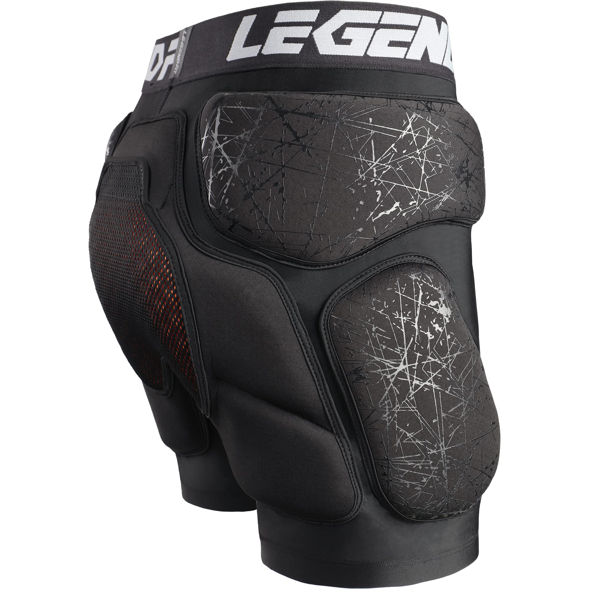 Legendfit back view with removable orange butt pads for extra shock absorption