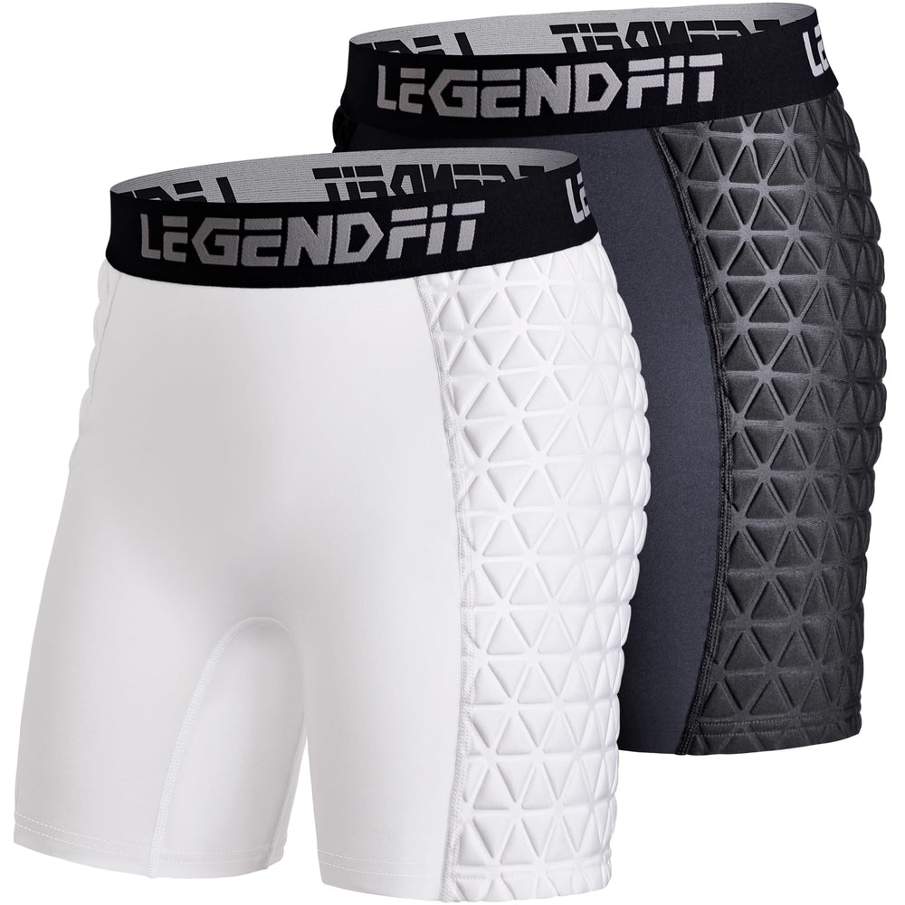 Legendfit front view of shorts showing fit and low-profile padding for protection