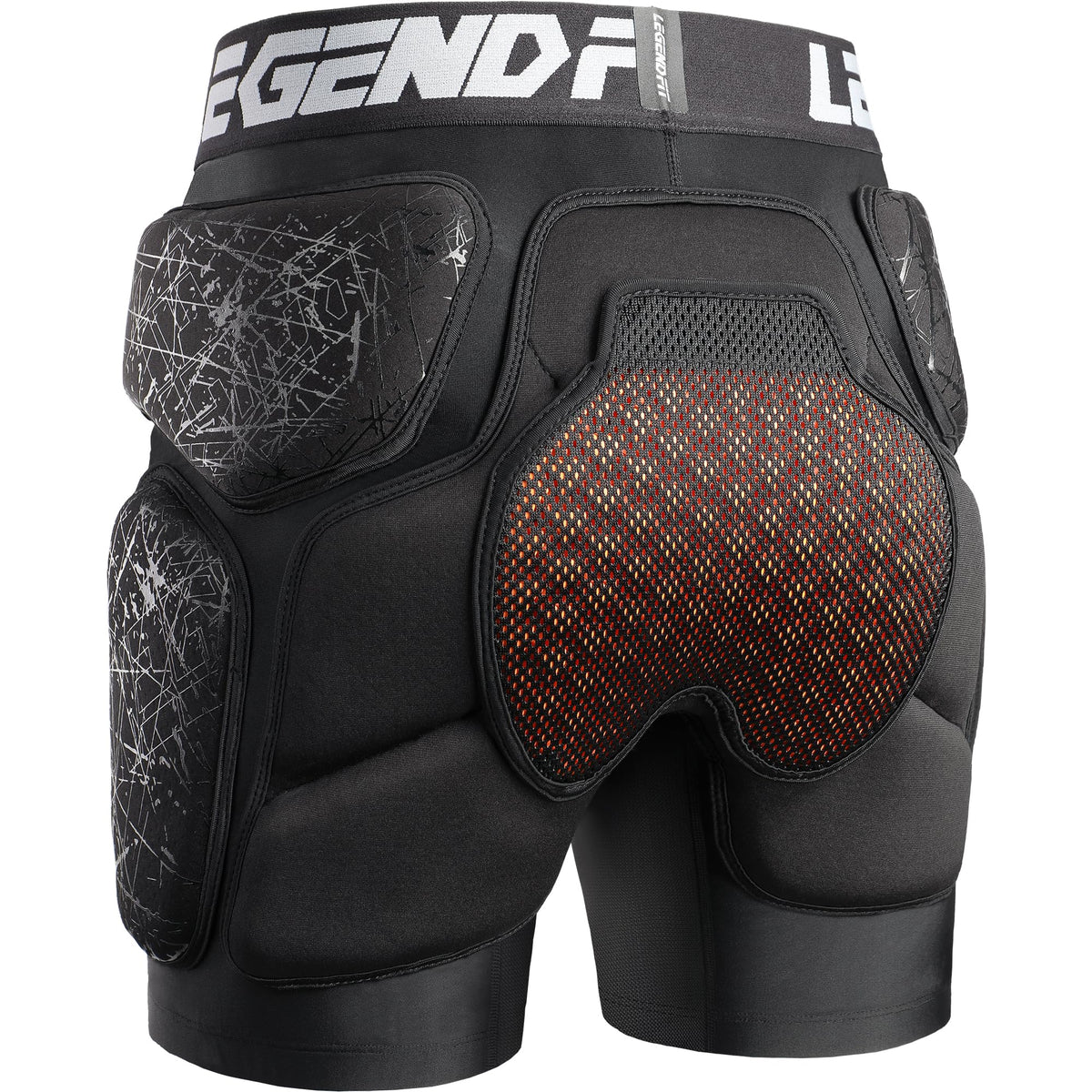 Legendfit front view of padded shorts showing hip protection and fit benefit