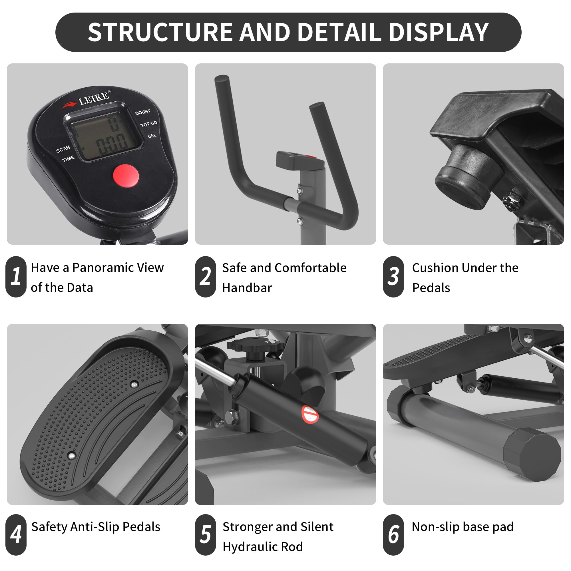 leikefitness LCD monitor display showing time and count benefit workout tracking