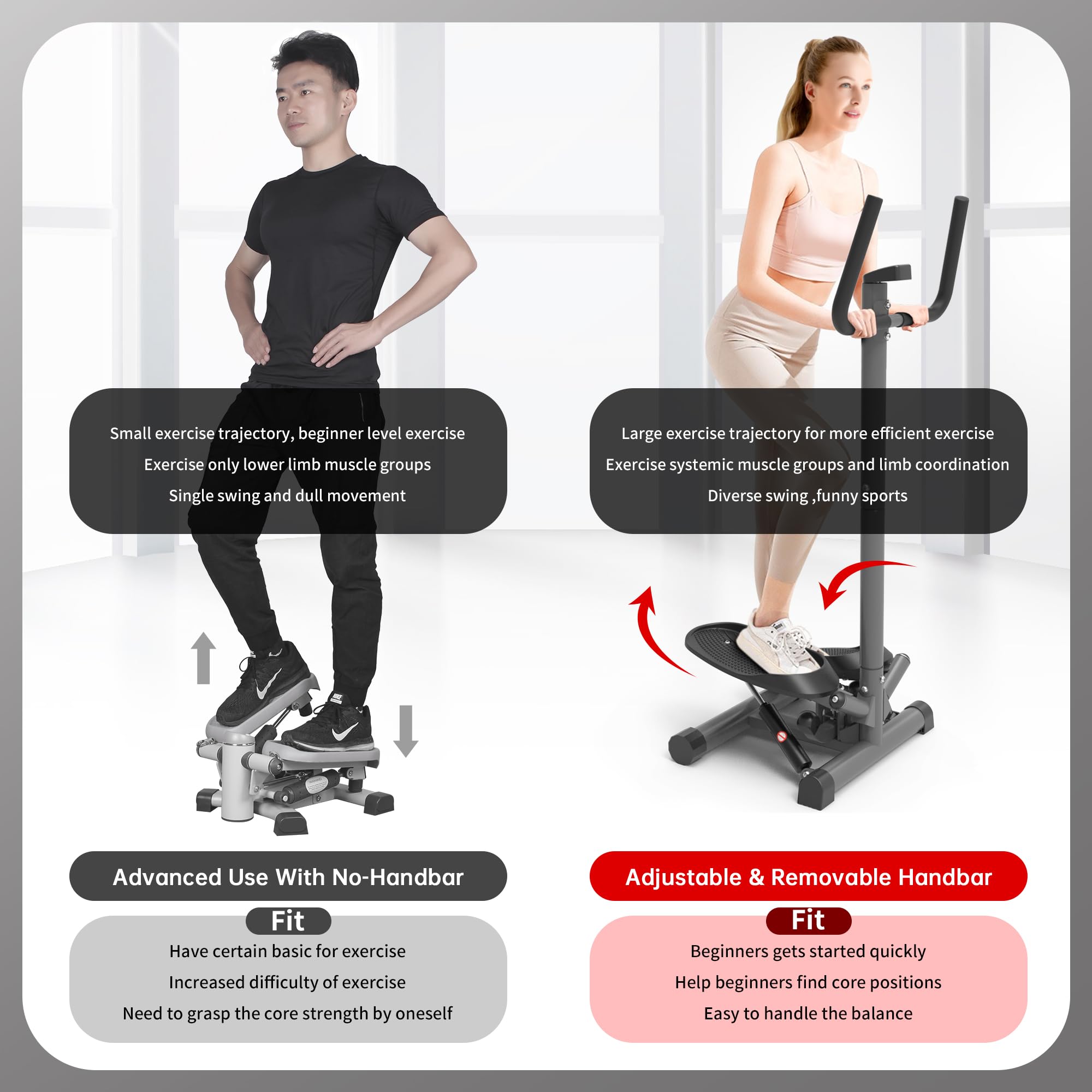 leikefitness size comparison next to chair demonstrating compact portability benefit