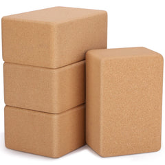 Leitee front view of four cork blocks showing wide stable bases and neat edges