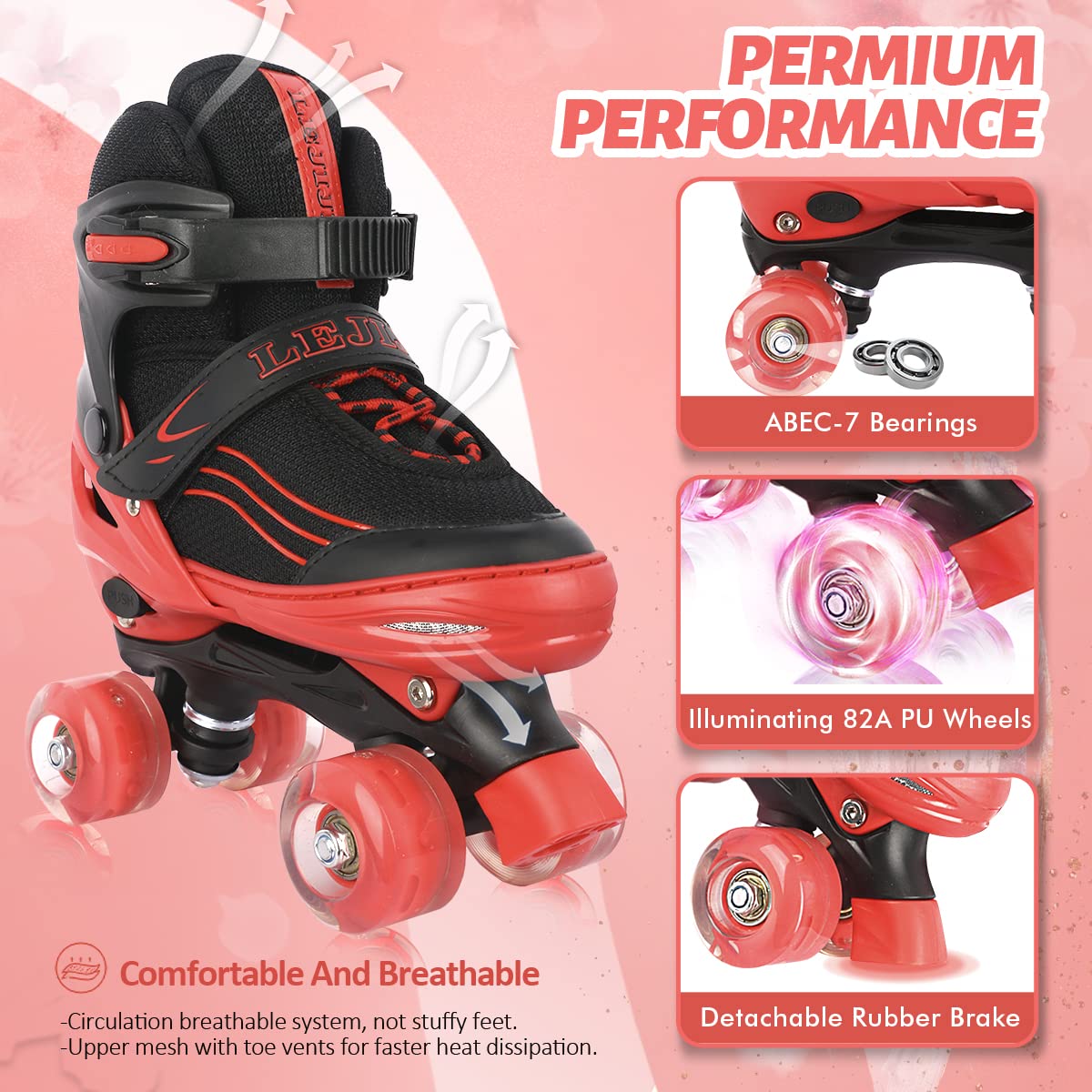 LEJIJIT side profile of frame and brake ensuring stability and stopping benefit