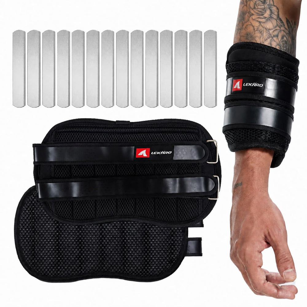 LEKÄRO front view of wrist weights showing secure straps and compact profile for stable training