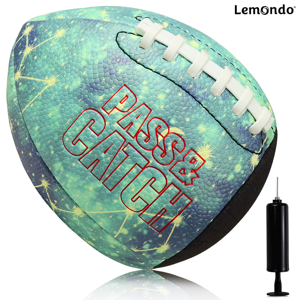 Lemondo compact pump with needle stored in handle ready to inflate ball for immediate practice sessions