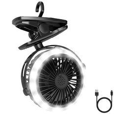Lepro front view of lantern and fan showing controls and light for easy setup