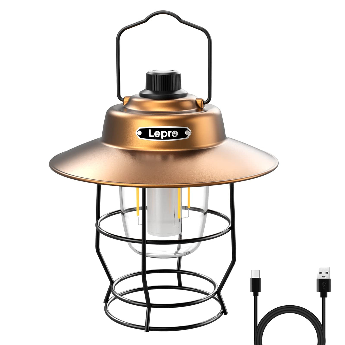 Lepro front view of vintage lantern showing classic shape and durable build