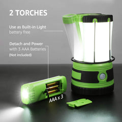 Lepro hanging in tent overhead, provides bright area illumination for campsite