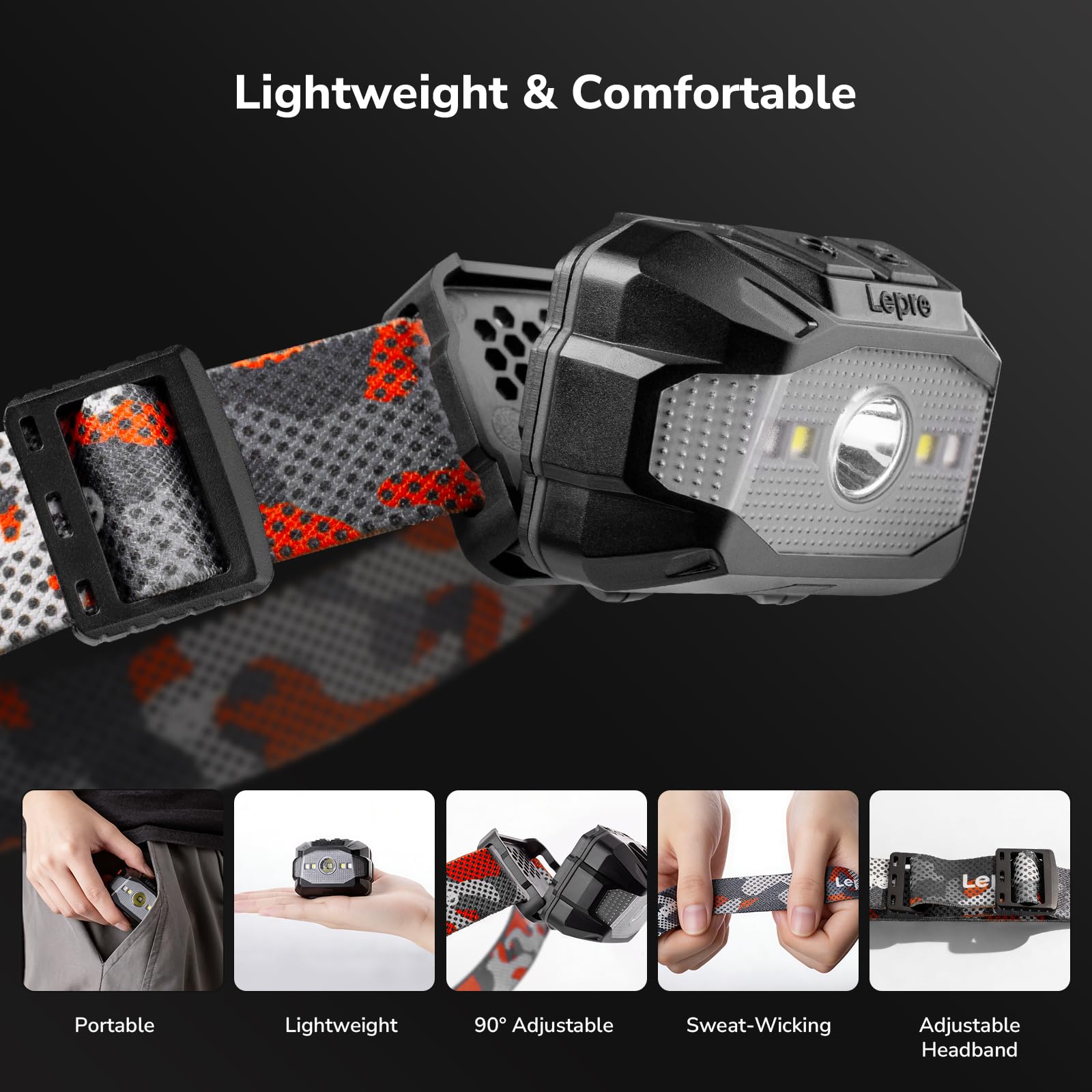 Lepro adjustable elastic headband fitted for comfort during activities