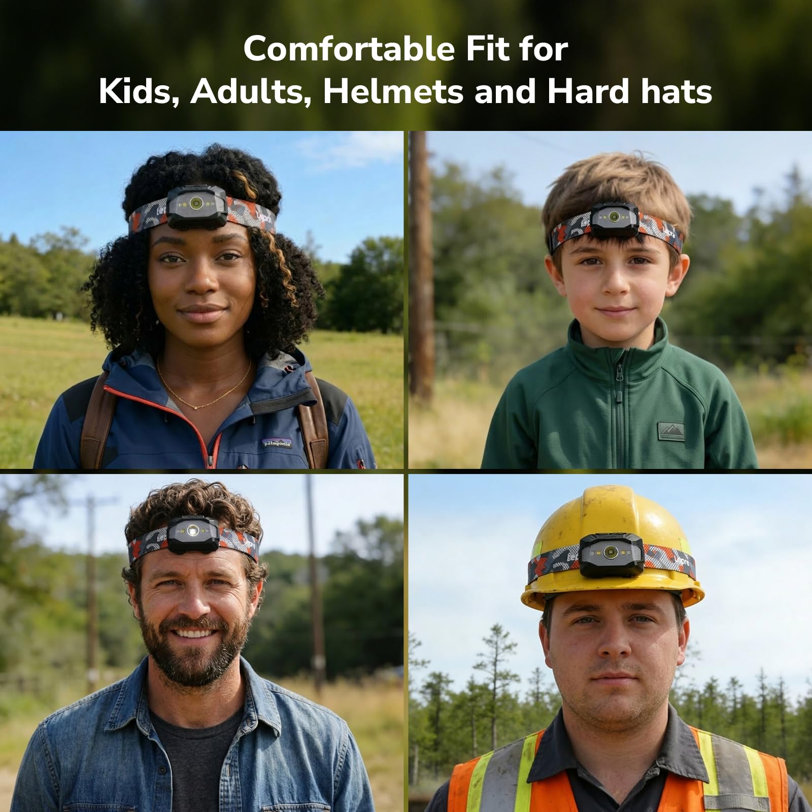 Lepro headlamp in camping scene providing hands-free illumination safety