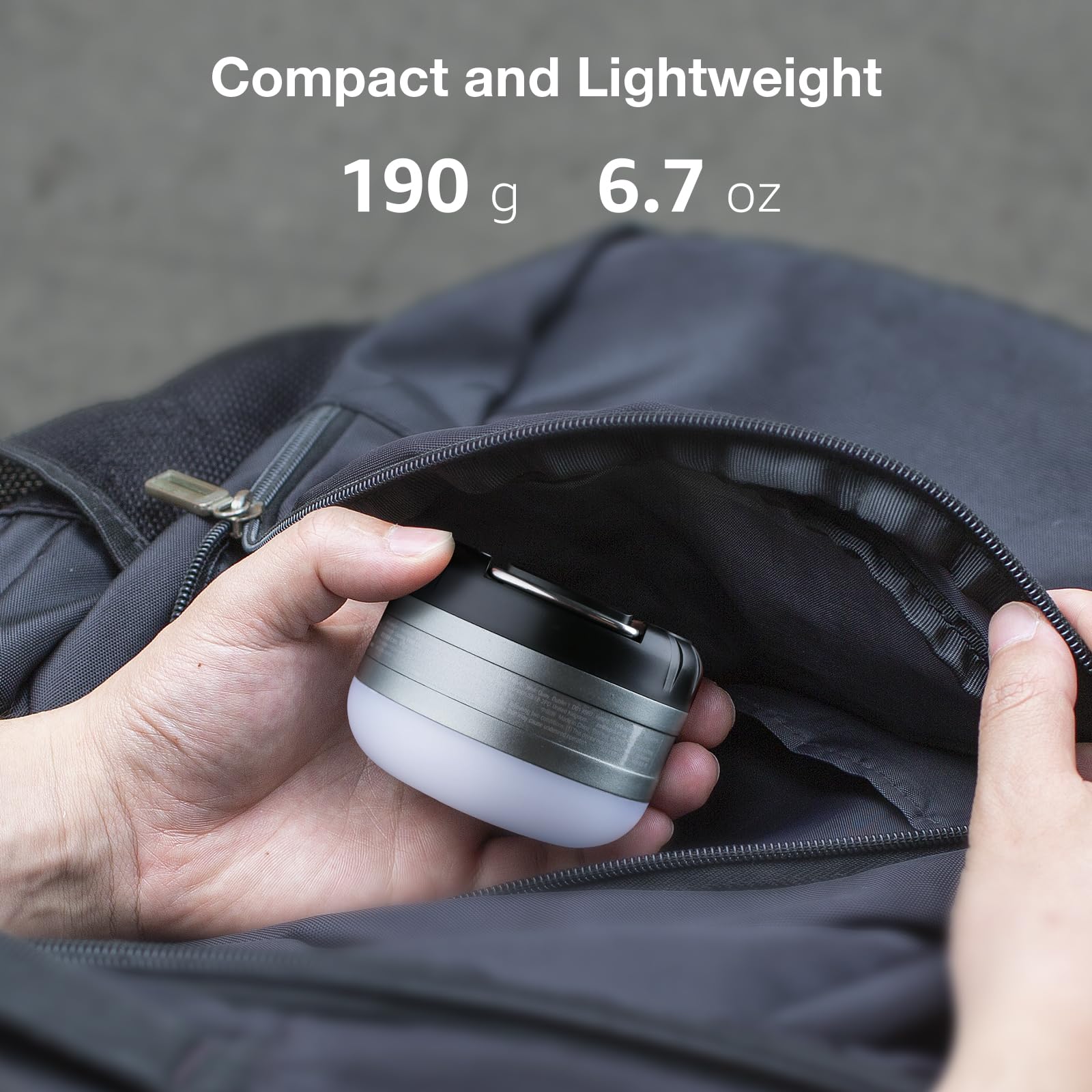 Lepro beside a water bottle showing compact, lightweight scale for travel