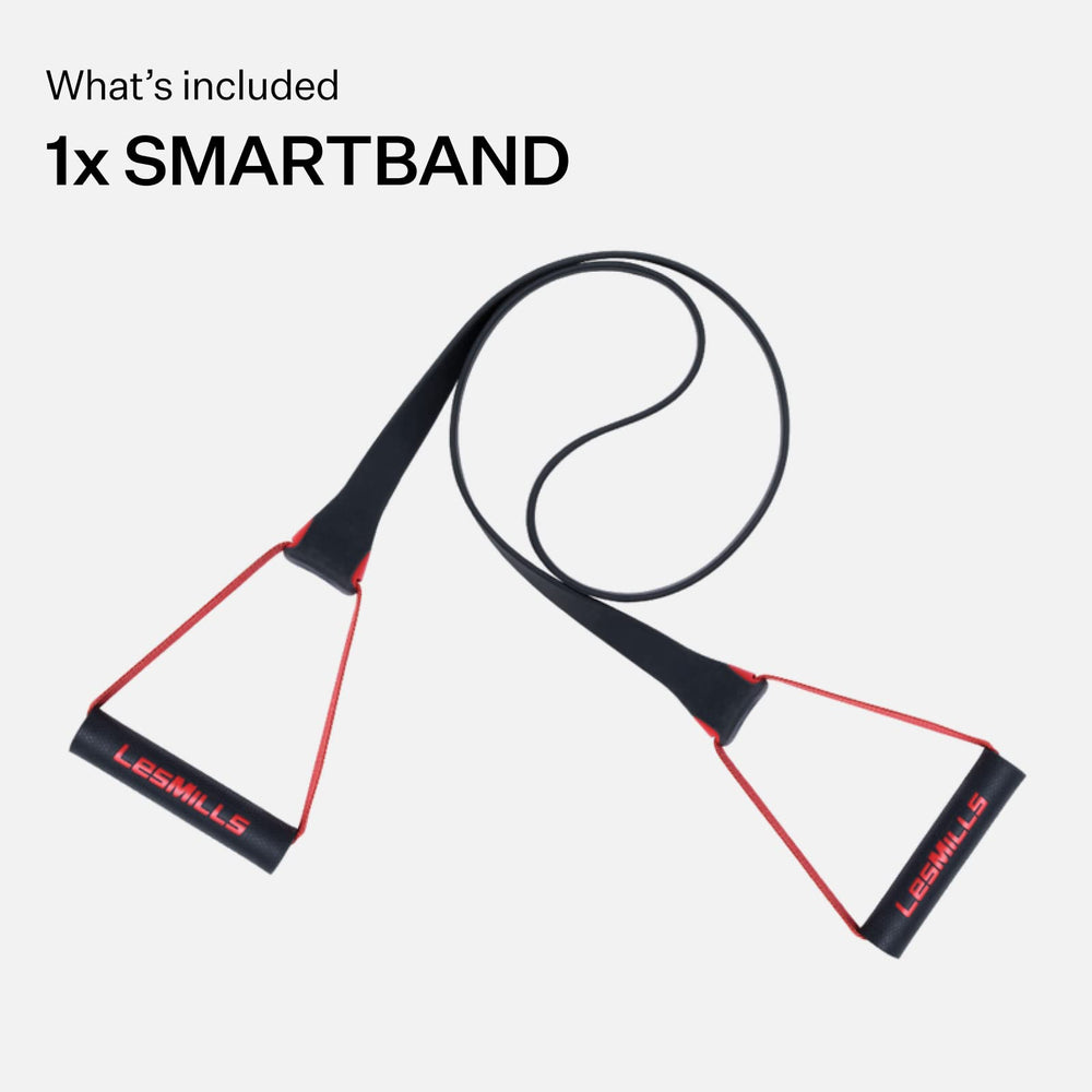 Les Mills SMARTBAND close-up of compressible rubber handle for improved comfort