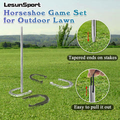 LesunSport nylon carry bag open with horseshoes and stakes, convenient transport