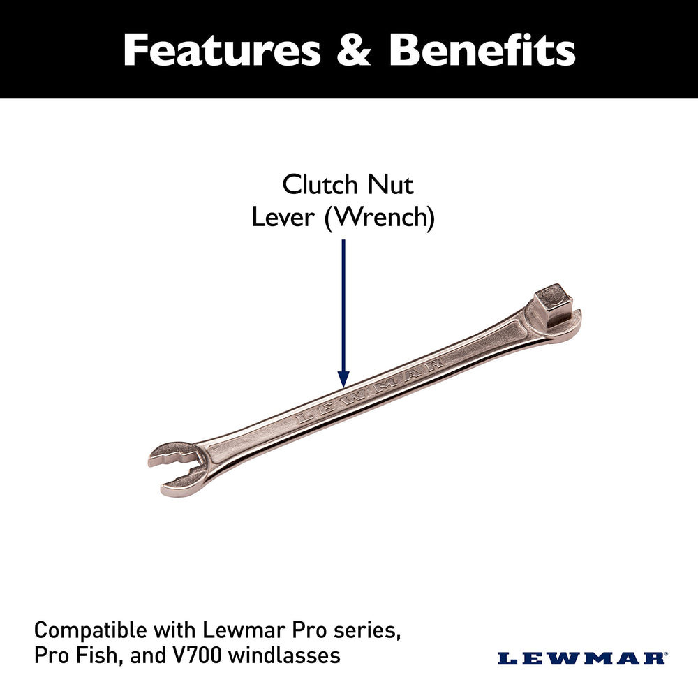 Lewmar clutch nut lever close-up engagement showing secure contact and protection