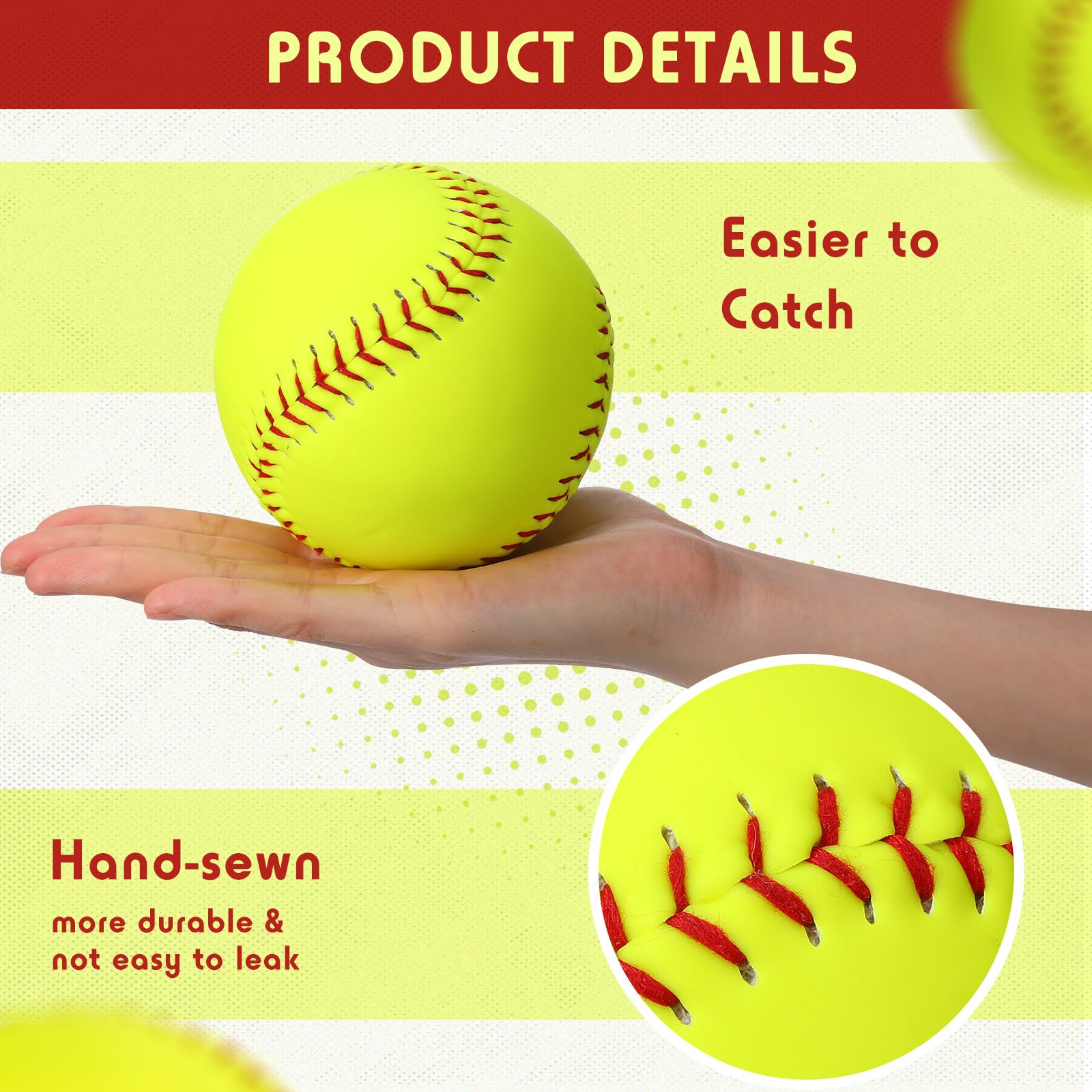 Lewtemi close-up of red stitching and synthetic leather demonstrating reliable grip