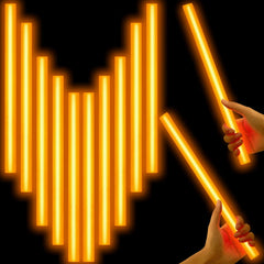 Lewtemi front packaging showing ten orange jumbo glow sticks and benefits